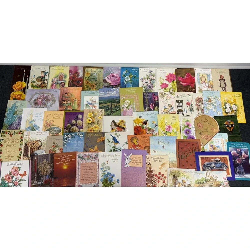Vintage Birthday Cards Some Fronts ONLY Scrapbooking Crafts Decoupage Lot of 50+